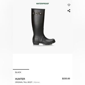 Hunter Original Tall Rainboots in Dark Grey size 9 or euro 40/41